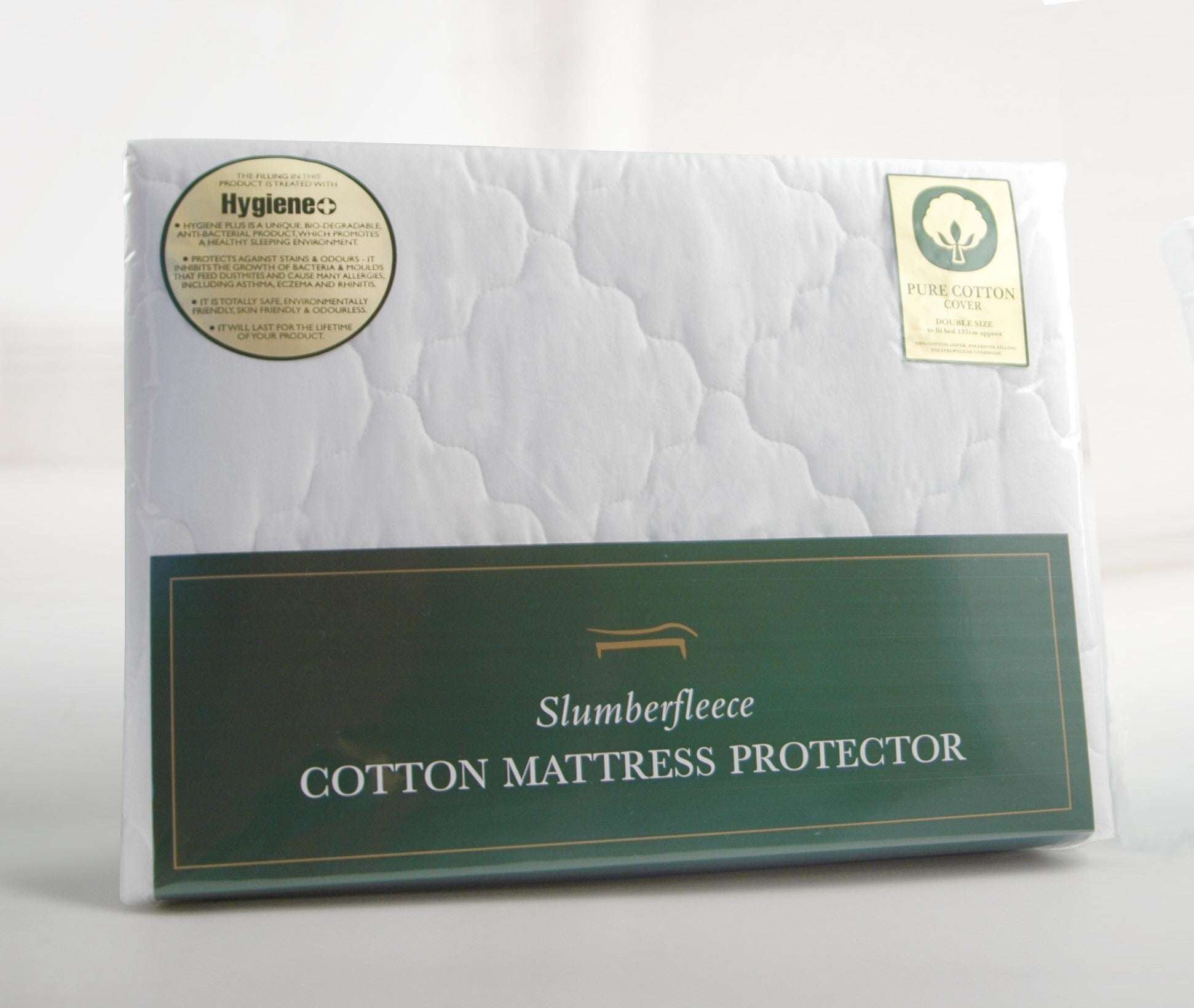 Slumberfleece Anti-Bacterial Quilted Cotton Cover Mattress Protector and Mattress & Pillow Protector Sets Cotton Filled