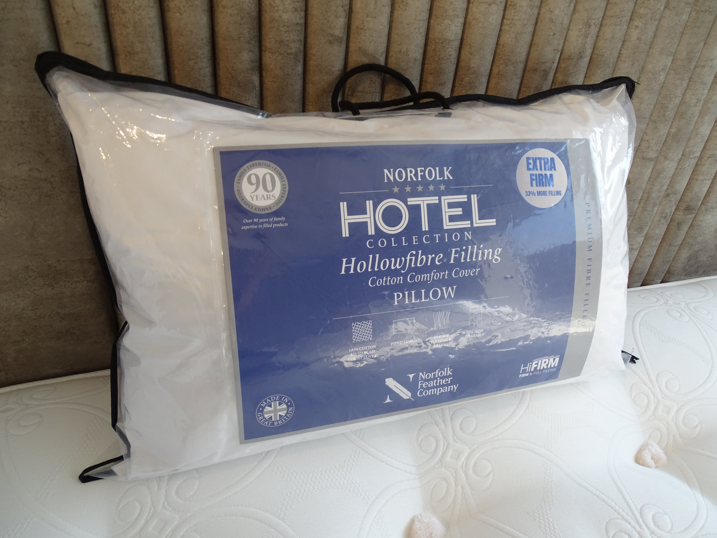 Deep Comfort Hollowfibre Extra Firm  Pillow 30% Extra Filling 74x48cm