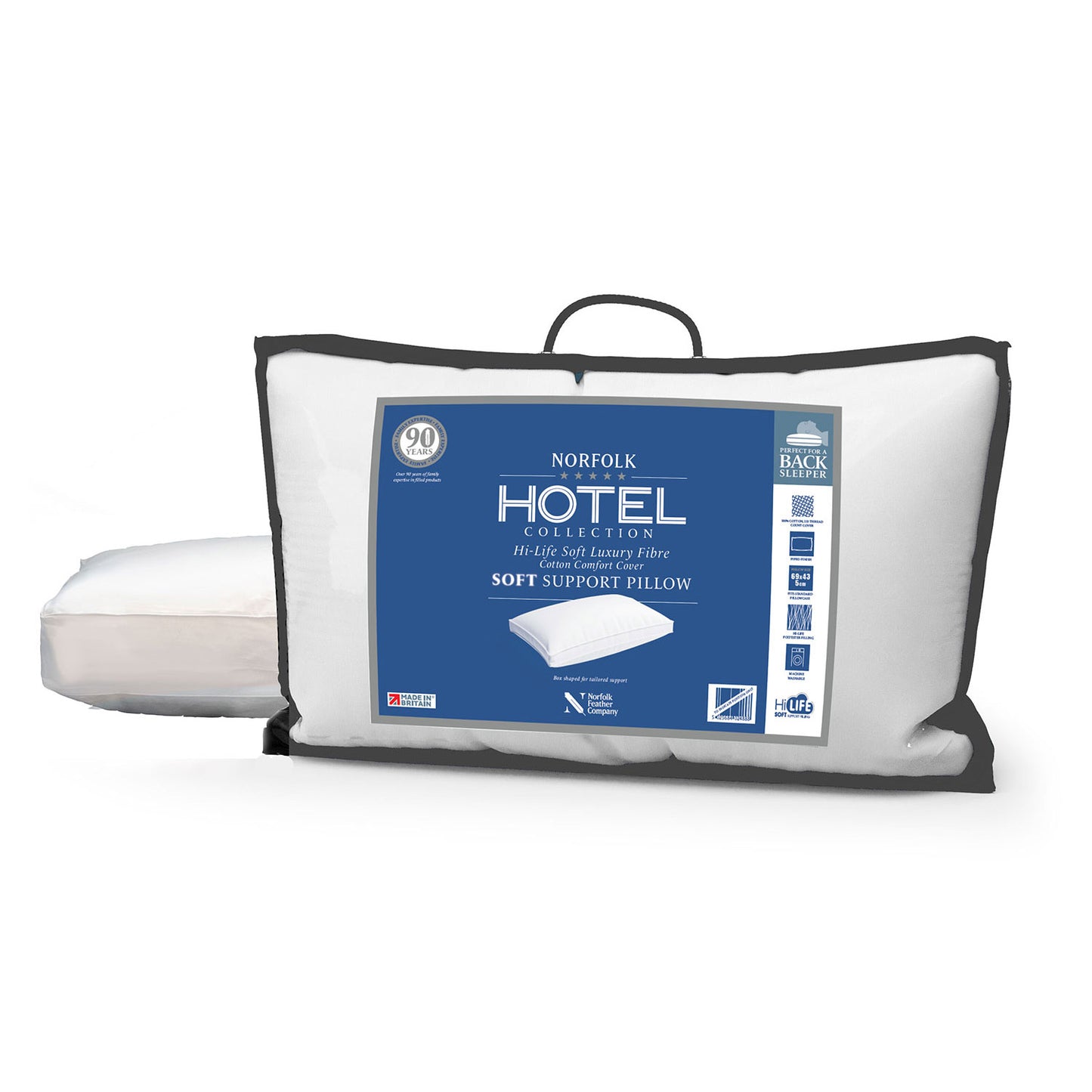 Hi-Life Support Back Sleeper Pillow Norfolk 5* Hotel Collection